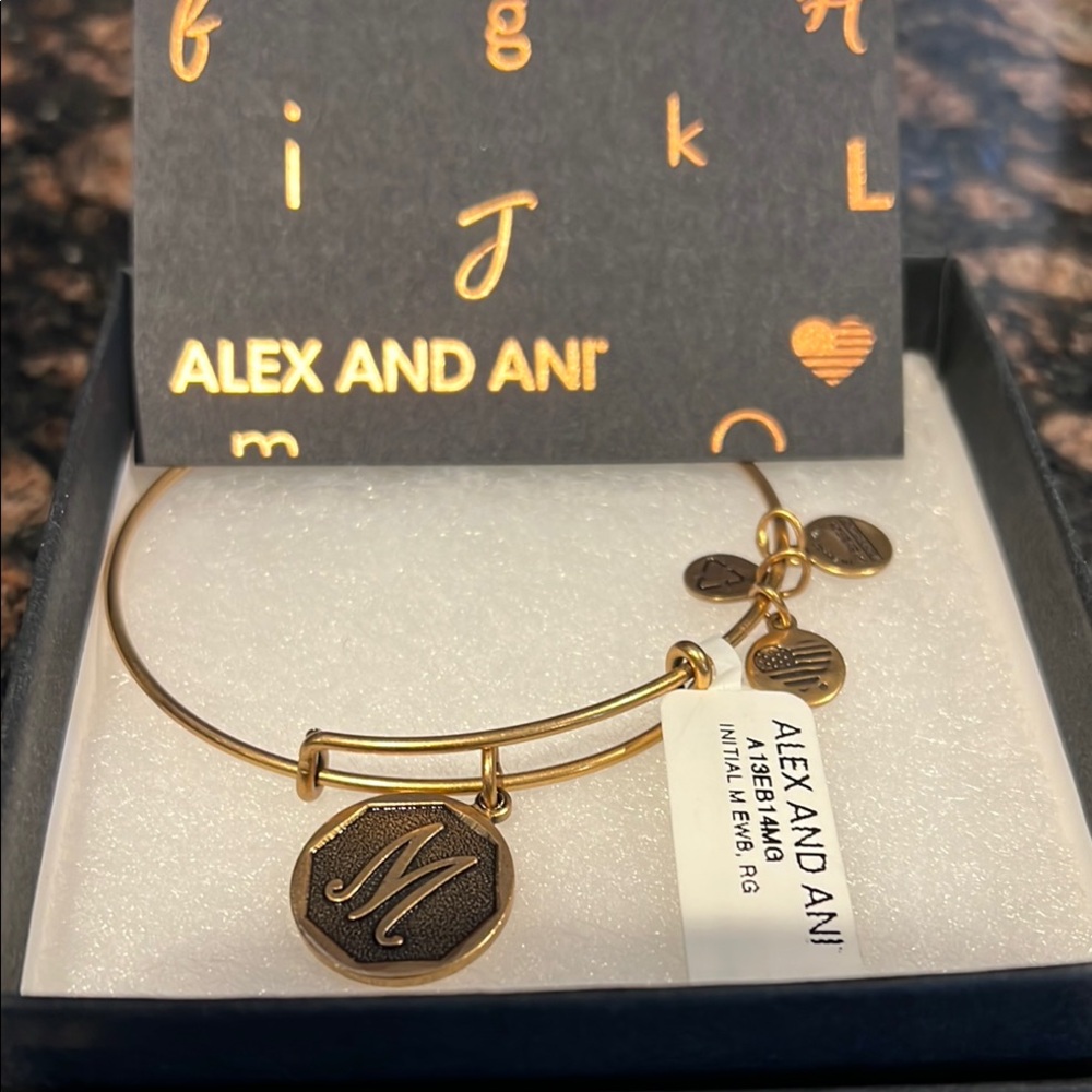 Alex and Ani Gold Initial Charm Bracelet